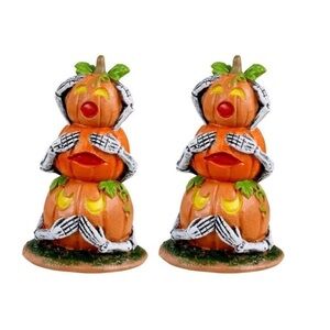 LEMAX SPOOKY TOWN 2023 HALLOWEEN VILLAGE PUMPKIN SNOWMEN 34073 SET OF 2